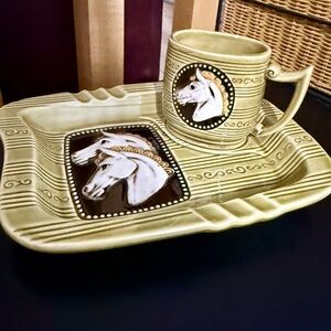 Elegant Horse Design Mug and AshTray Set